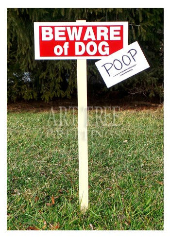 Beware of Dog Poop Sign | Funny Paper Birthday Card