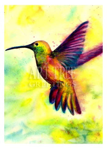 Hummingbird Watercolor: Blank Paper Card