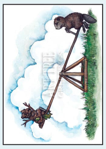Beaver on Teeter Totter | Cute Miss You Card