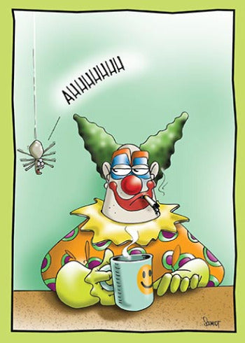 Spider is Terrified by a Clown | Funny Birthday Card