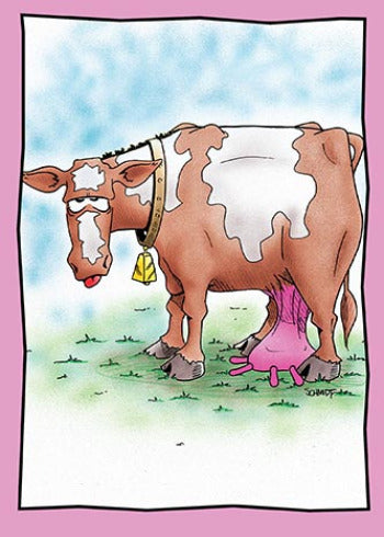 Cow with Udder on the Ground | Funny Encouragement Card
