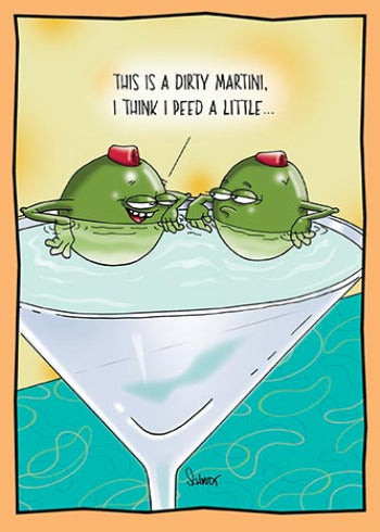 Olives Joking in a Dirty Martini | Hilarious Birthday Card