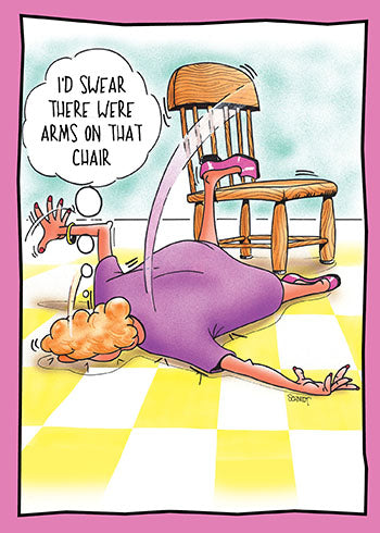 Woman Falling Off a Chair | Funny Paper Birthday Card