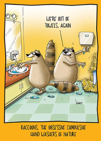 Raccoons Washing Hands Vigorously | Funny Birthday Card