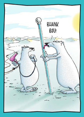 Polar Bear with Tongue Stuck to Pole | Hilarious Thank You Card